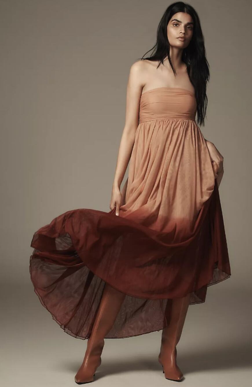 NWT Anthropologie Let Me Be Strapless Ombre Maxi Dress - XL